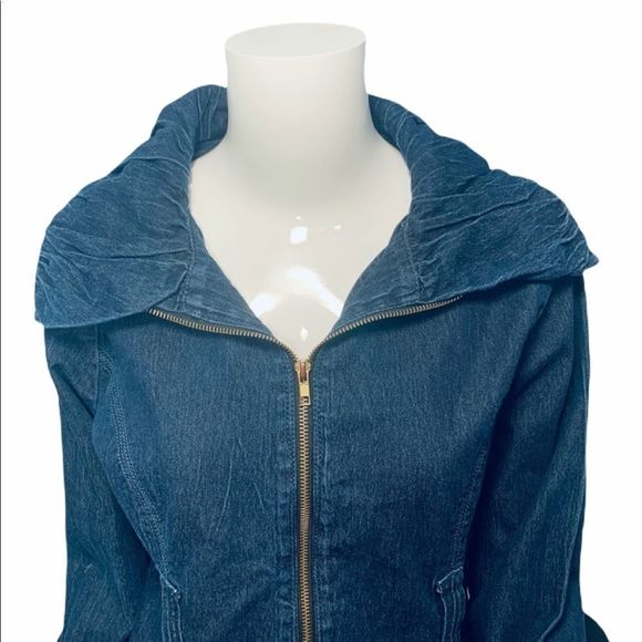 Drama Gold Dark Denim Full Zip Jean Jacket L - Picture 5 of 15